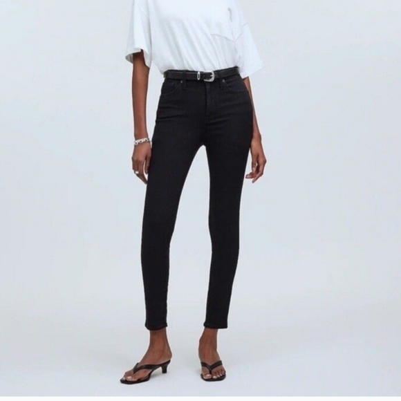 Madewell 10" High Rise Skinny Jeans Black Stretch Denim Sz 24 - Picture 1 of 11